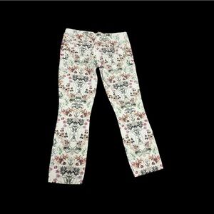 NAF NAF White Floral Print Pants with Multicolor Blooms